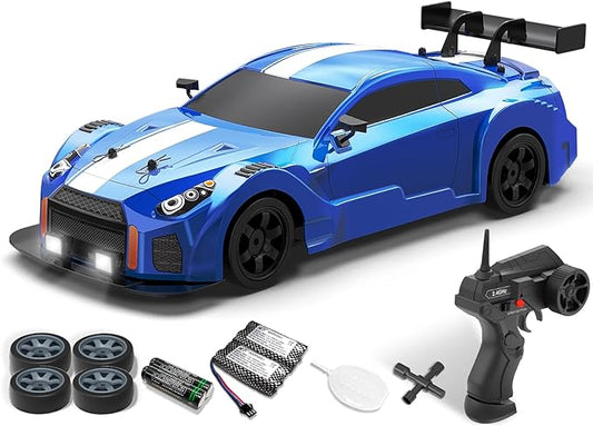 RACENT 1:16 RC Drift Car, 2.4Ghz 4WD 18KM/H Remote Control Car with Spray Mist, Racing and Drifting Wheels, LED Light, 2 Batteries, Sport Model Toys Vehicle for Kids, Boys, Adults