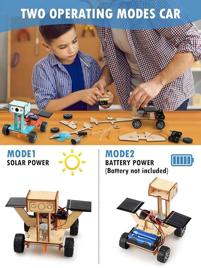 Poraxy 5 in 1 STEM Model Car Kits, STEM Projects for Kids, Boys Toys Age 8-10, 3D Wooden Puzzles, Crafts Educational Science Building Kit, Birthday Gifts for 8 9 10 11 12 Year Old Boys and Girls