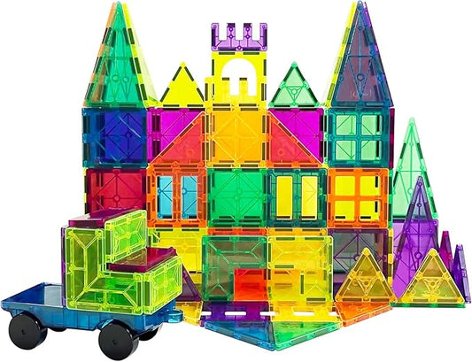 Bmag Magnetic Tiles, 67 PCS with 1 Car Building Blocks for Toddlers, 3D Magnet, STEM Educational Learning Building Blocks for Kids Children, Stacking Montessori Toys Gifts for Boys Girls