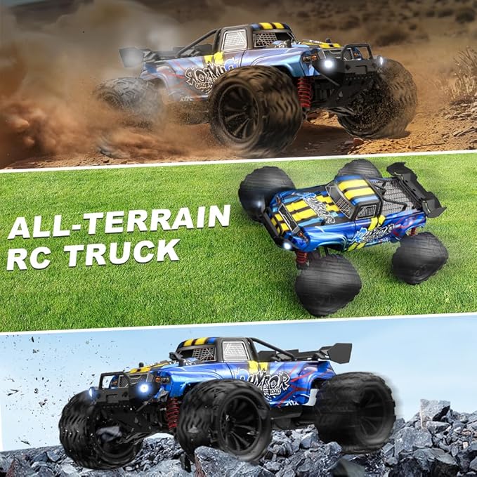 1:16 Scale RC Cars for Adult, Remote Control Car Fast 40KPH Hobby RC Cars for Boys Age 8+, 4x4 All Terrain Off-Road RC Truck for Kids with 2.4 GHz Remote Control 2 Rechargeable Batteries