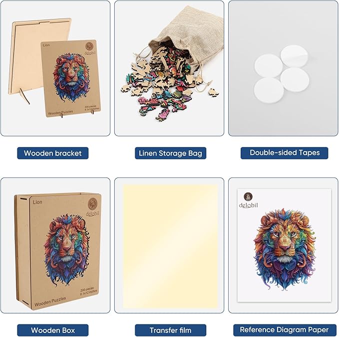 Wooden Puzzles for Adults, Lion Jigsaw Puzzles 500 Piece, Unique Shape Puzzles for Adults and Kids, Fun Challenging Puzzles Family Game Gift, Royal Size 14.6 x 19.2 Inches