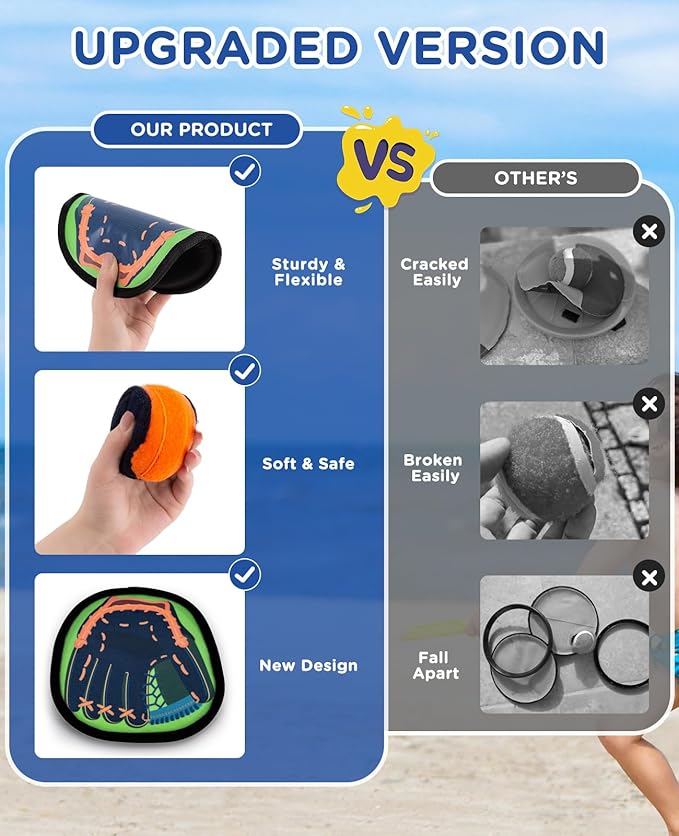 Aywewii Toss and Catch Ball Game Outdoor Beach Pool Toys for 3 4 5 6 7 8 Year Old Toddlers Boys Girls Kids Toys Birthday Gift Baseball Training Outside Lawn Camping Yard Games