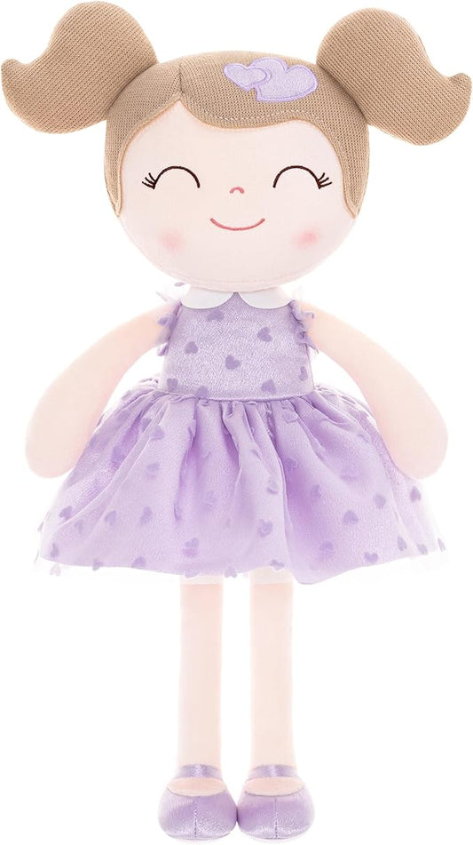 Gloveleya Baby Doll Valentines Day Gifts I Love You Gifts Soft Toy Plush Dolls Purple Flocking Heart Girl 16 Inches