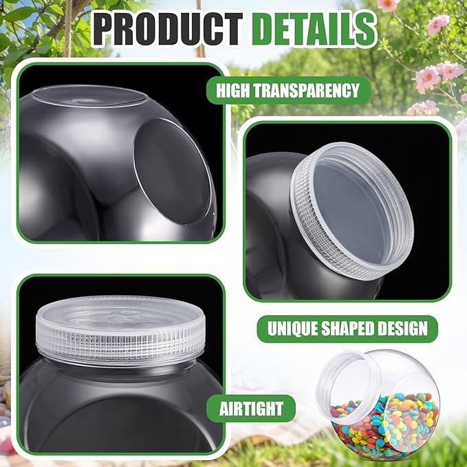 4 Pcs Plastic Candy Jar with Lid for Candy Buffet Large Storage Jar Clear Food Storage Canisters Kitchen Countertop Container for Cookies Beans Snacks Indoor Outdoor Wedding(40 oz)