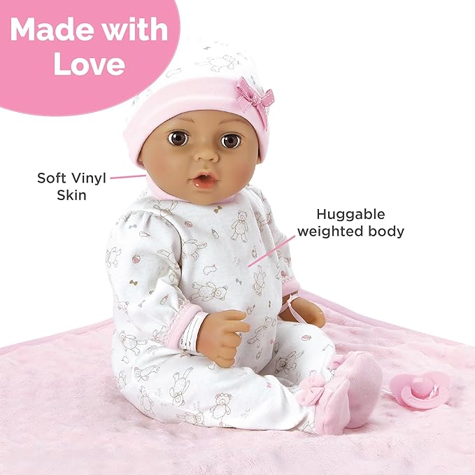 Adora 16 Inch Girl Baby Doll with Accessories Matching 9-Piece Set Including a Pacifier, Hospital, Bracelet, Diaper, and More Gift for Toddlers Ages 3+ Adoption Babies Collection - Precious