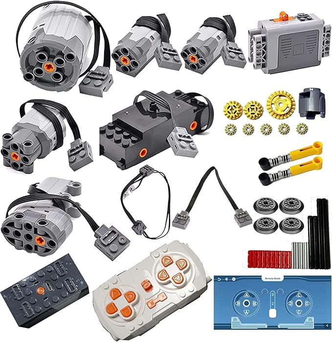 Domoni 40Pcs Power Function Kit Set Motor Battery Bluetooth-Remote-Control Receiver Train Adjustable Speed Motor Parts, Building Blocks Bricks Motor Power Pack APP Module DIY Compatible with Lego