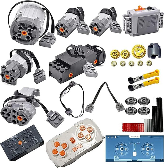 Domoni 40Pcs Power Function Kit Set Motor Battery Bluetooth-Remote-Control Receiver Train Adjustable Speed Motor Parts, Building Blocks Bricks Motor Power Pack APP Module DIY Compatible with Lego