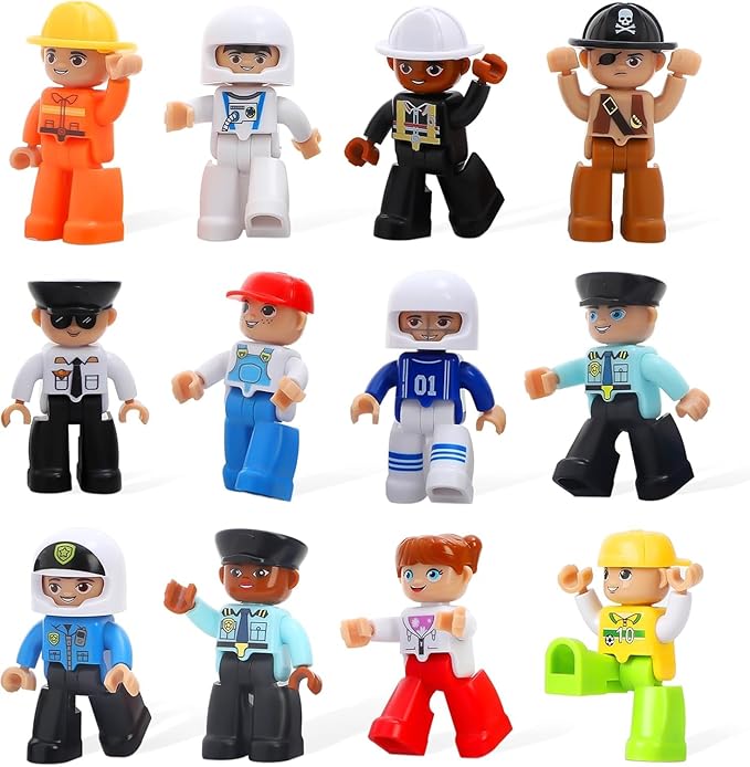 Large Magnetic Figures, 3 Inches Community Figures Set, 12 Pieces Magnetic Play People Magnet Building Toys for Kids Ages 3 4 5 6 7 8+, STEM Learning Toys Magnet Tiles Expansion Accessories Pack