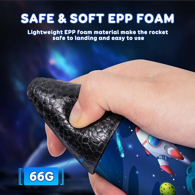 Rocket Launcher for Kids with Launch Set Up to 200 Ft Air Model Rocket Toy with Parachute, Space Ship Outdoor Toys for Ages 8-13 Boy Birthday Gift Birthday Gift for Kids