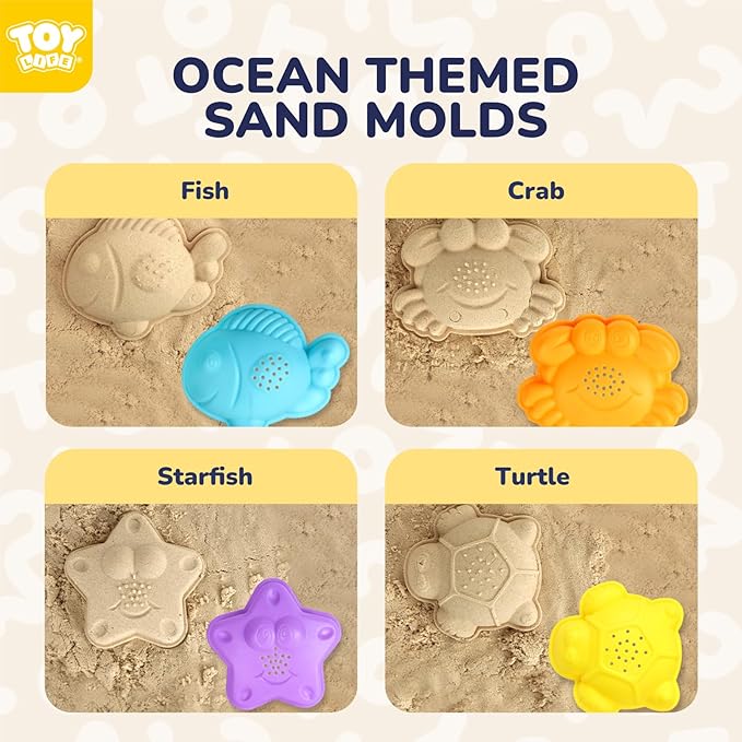 TOY Life Beach Toys for Kids Ages 4-8, Sand Toys for Toddlers 1-3, Beach Toys for Toddlers 1-3, Kids Beach Toys for Kids Ages 8-12, Sandbox Toys, Sand Castle Building Kit, Sand Toys for Kids Ages 4-8