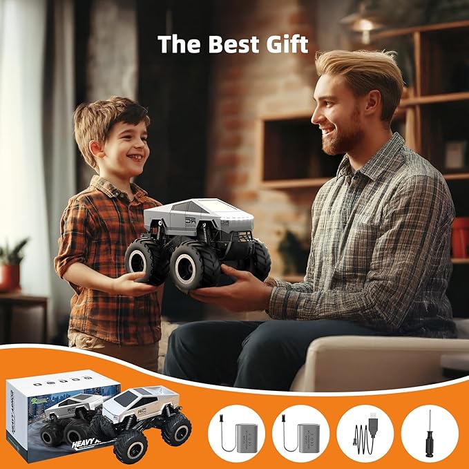 Amphibious Cyber Remote Control Monster Truck for Boys Ages 8-12+, 1:16 Scale 4WD Off-Road Fast RC Car, Waterproof All-Terrain 2.4GHz Stunt Car Pool Toys, Best Birthday Gifts for Kids Ages 8+