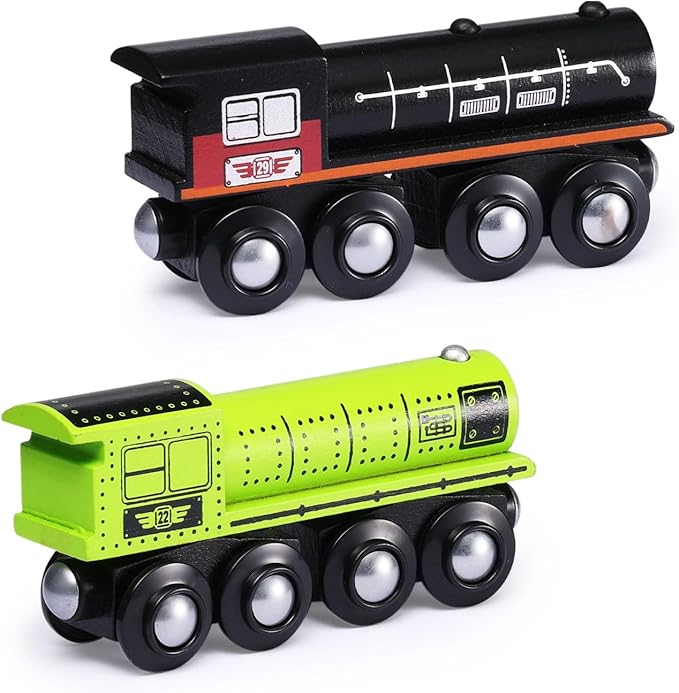 SainSmart Jr. Wooden Train Set Accessories, Magnetic Toy Car Set (10 PCS), Compatible with All Major Brands, Gift for Toddlers, Boys, and Girls Aged 3+