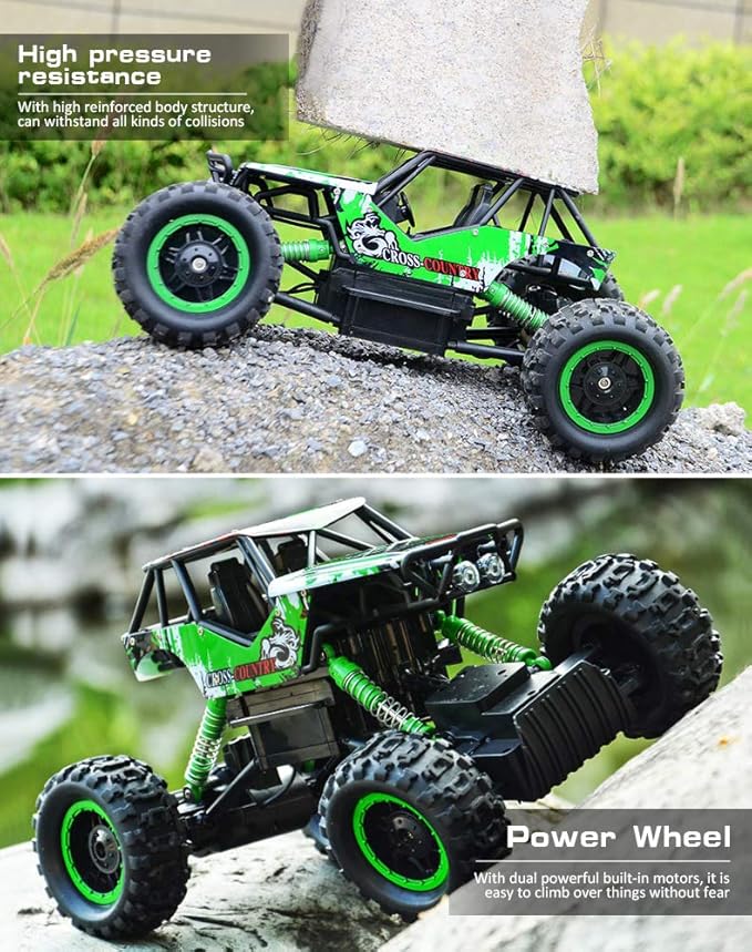 DOUBLE E 1:12 Scale Large Remote Control Car Monster Trucks for Boys with Head Lights 4WD Off All Terrain RC Car Rechargeable Vehicles Xmas Gifts for Kids