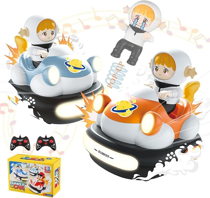 2Pcs Remote Control Cars Toys, Rechargeable RC Speed Bumper Cars, Mini Remote Controlled Ejector Vehicles for Kids Ages 3-8 with Parental Guidance, Birthday Toy Gifts for Toddler Child Teen