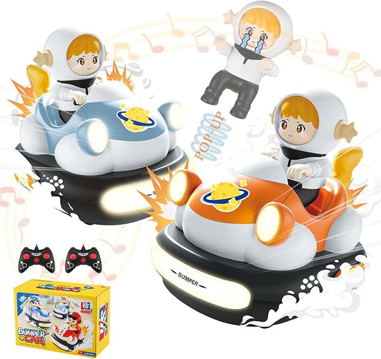 2Pcs Remote Control Cars Toys, Rechargeable RC Speed Bumper Cars, Mini Remote Controlled Ejector Vehicles for Kids Ages 3-8 with Parental Guidance, Birthday Toy Gifts for Toddler Child Teen