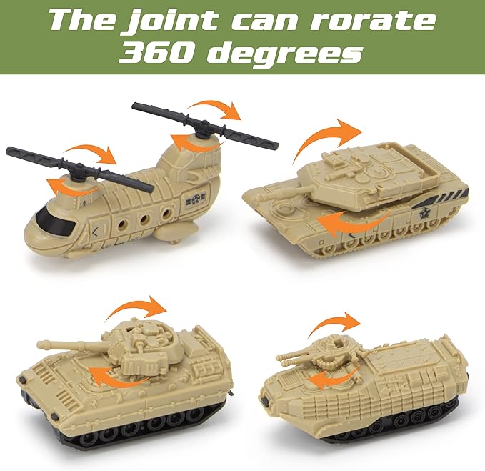 Military Airplane Toy, Army Toys Fighter Jet with 8 Vehicles, Army Men Trucks Airplanes Helicopter Car Kits Birthday Gift for Boys Age 4-7