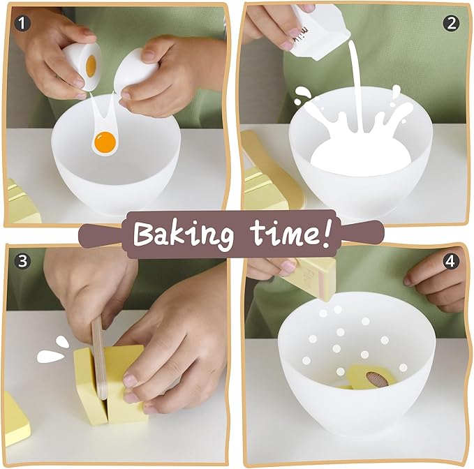 Wooden Toy Biscuits Baking Set,Pretend Play Food Sets for Kids Kitchen,Wooden Gingerbread Cookies Play Food Set,Play Kitchen Accessories for Toddlers Boys Girls Ages 3+