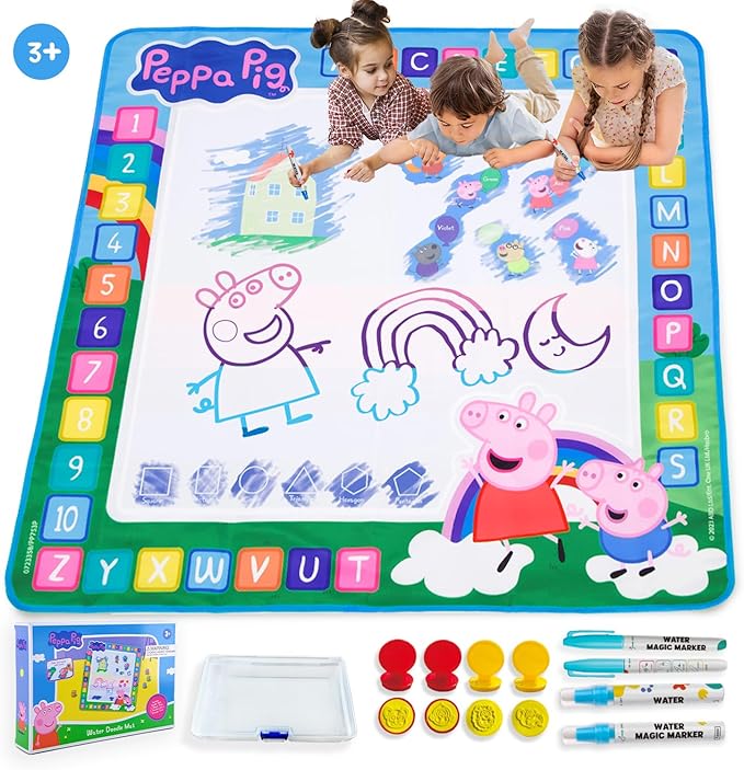Kids Toys Water Doodle Mat - Peppa Pig Reusable Painting Writing Color Doodle Mat Drawing Board, Toddler Educational Toys for Age 3 and Up Year Old Girls & Boys (100cm x 100cm)