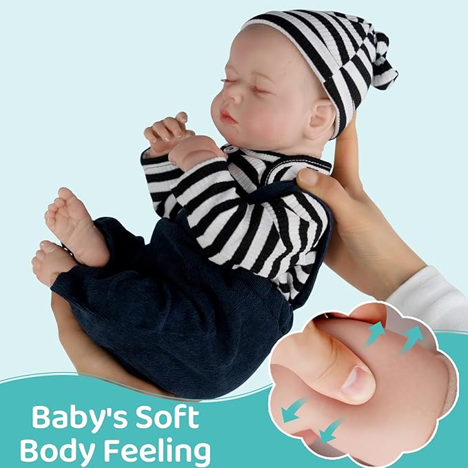 Jirachi Lifelike Reborn Baby Dolls, 18-Inch Soft Body Real Life Sleeping Baby Boy, Cute Realistic Reborn Baby with Feeding Accessories for Kids 3+
