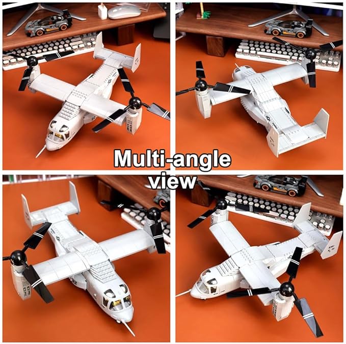 V-22 Osprey Tiltrotor Aircraft Air Force Building Block Set,Military Fighter,WW2 Military Airplanes Model,Aircraft Plane Brick Building Set Toy Gifts for Kids and Adults,460PCS