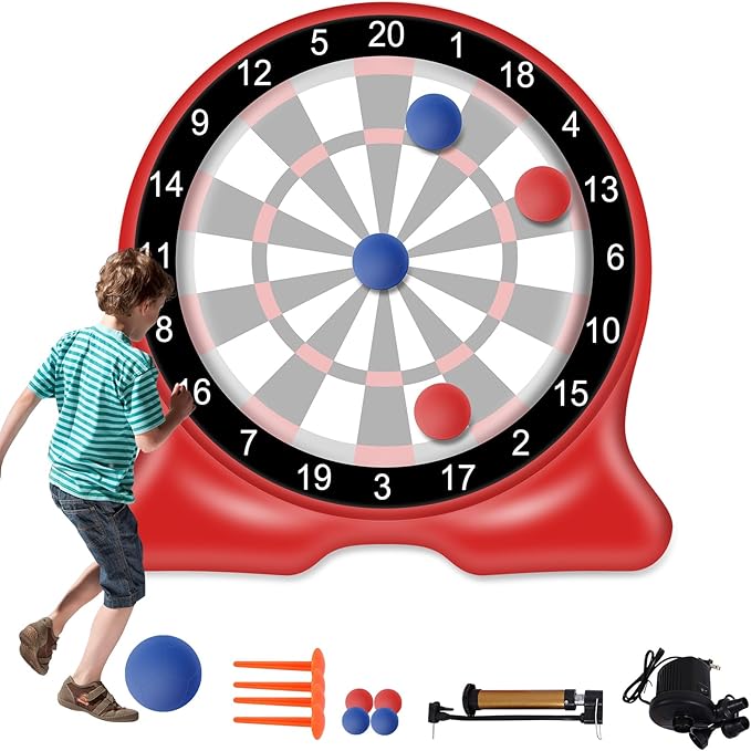 Giant Inflatable Dart Board, 6.5FT Outdoor Games for Adults & Family, Fun Backyard & Yard Game, Large Carnival Game, Giant Soccer Kick Golf Dartboard