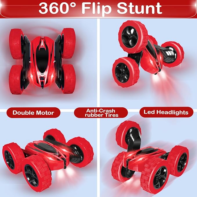 FREE TO FLY Rc Car Remote Control Toys: 4Wd Stunt Vehicle All Terrain Rechargeable Battery Race Cars for Kids Ages 4-8 Birthday for 6-8 8-12 Year Old Boy Girl