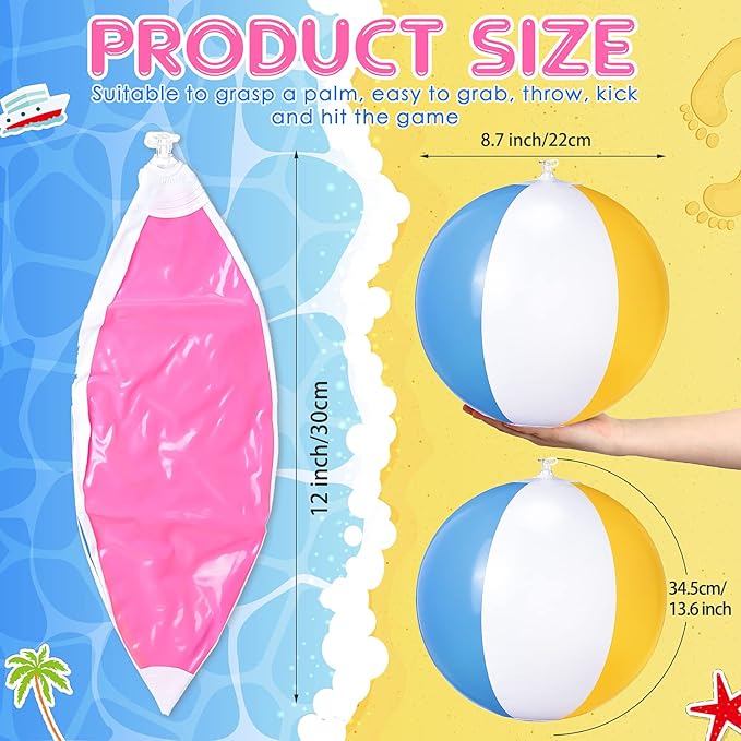 Zhanmai 60 Pack 12 Inch Inflatable Beach Balls Bulk for Party Favors for Boys and Girls Pool Beach Ball Water Game Toys Birthday Decorations(Cute Color)