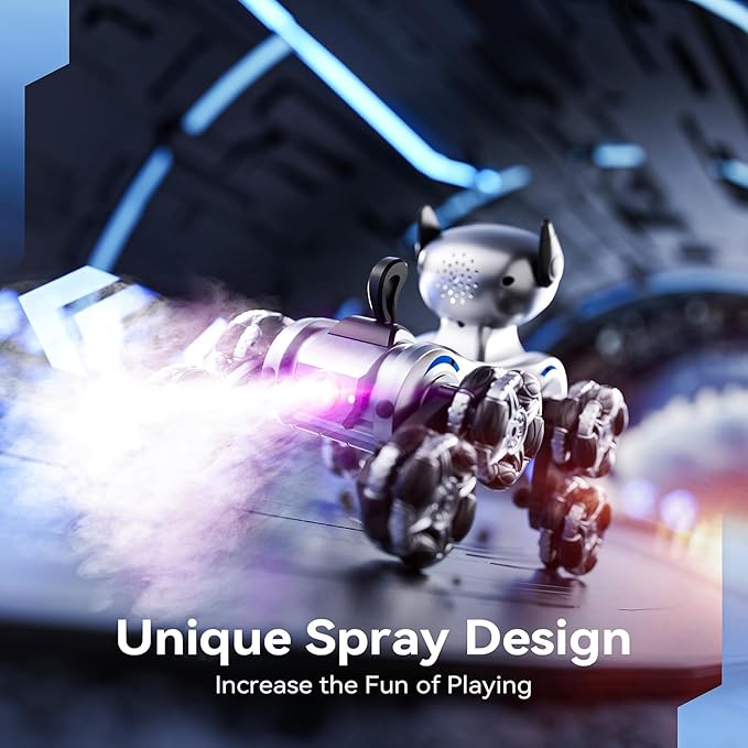 XOS Remote Control Robot Dog Toys for Boys & Girls, Rechargeable Stunt RC Car with Music, Spray, Climbing, Multiple Postures, LED Eyes, for 6-12+ Kids Birthday/Christmas/Easter Gifts