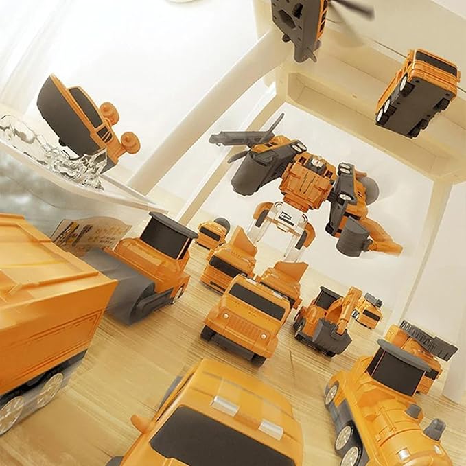 Mangetic Transform Engineering Car Assembled Toys, Transforming Robot Car Toy, Kids' Play Construction Vehicles, Outdoor Toddlers Activities Toys Magnetic Blocks for Kids Age 3-8(Yellow-26pcs)