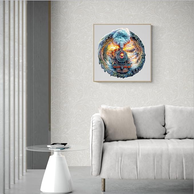 KAAYEE Wooden Puzzles for Adults 95 Pieces Visual 3D Steam Train Wooden Jigsaw Puzzles for Adults Unique Shaped Train Wood Puzzle Gifts for Mother's Day Adult Kids(8.4 * 8.5 in)