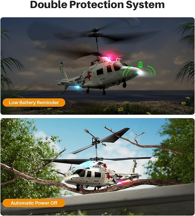 SYMA Remote Control Helicopter - S53H Rescue RC Helicopters with Upgraded Protection System, Lifelike Simulation, Easy to Fly, Educational Toy & Gift for Boys Girls Beginners