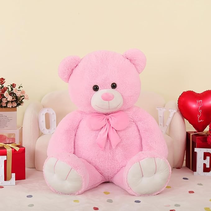 MorisMos Giant Teddy Bear 5ft Stuffed Animal for Girlfriend,Human Size Cuddly Teddy Pink Bear Toy for Valentine,Jumbo Stuffed Bear Plush 59 inch,Xmas Gifts for Women Kids Baby Shower Decor
