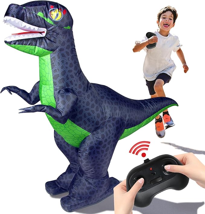 RC Dinosaur Toy Remoted Control Inflatable Dinosaur Car 360° Rotation Forward Backward Gift for Kids Boys 6,7,8 Years Old
