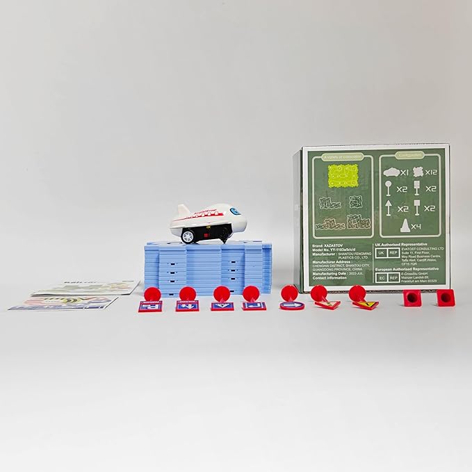 Plastic Floor Puzzles for Kids with Airplane Toy Car, Puzzle Track Car Play Set, Educational Toys for 2 3 4 5 6 Year Old Boys, 2 3 4 5 6 Year Old Boy Birthday Gift, Kids Toys Boys 3-5