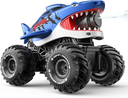 MUYOLO Amphibious Remote Control Car- 2.4GHz Shooting Waterproof RC Monster Truck, 4WD All-terrian Off-Road Water Tank Pool Toy Outdoor Summer Gifts for Kids Boys/Girls Age 6+