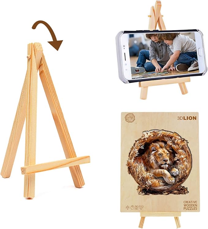 Wooden Puzzles for Adults, 3D Lion (S-100pcs) Wooden Jigsaw Puzzles Kids, 8.5 * 8.5in Unique Shaped Animal Wood Puzzles Adults 3D Vision Flat Puzzle Family Games