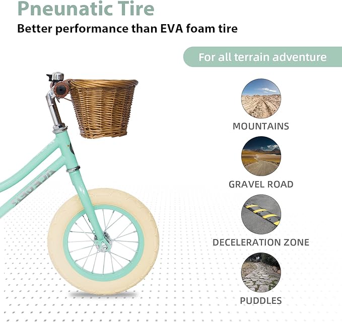 ACEGER 12" Kids Balance Bike with Basket, No Pedal Toddler Bicycle for Early Learning Leg Strength and Steady Balancing, Durable Frame&Tool-Free Adjustable Seat, Gift Bike for 2-5 Kids