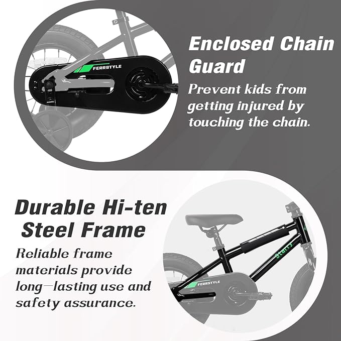 12 14 16 18 Inch Kids Bike BMX Style Bicycle with Training Wheels Coaster Brake for 1-10 Years Old Toddlers Boys Girls Multiple Colors