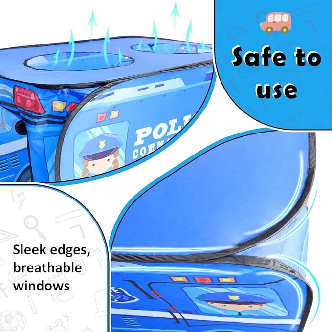 Pop up Play Tent for Kids Aged 1-3 Years Old Boys and Girls : Police Car Playhouse Toy Play Tents for Toddlers 3-5 Kids Tent Indoor Outdoor Playhouse Toys for 1 + Year Old, Police Car