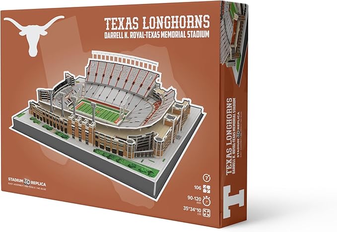 Pro-Lion 3D Jigsaw Puzzle of Darrell K Royal–Texas Memorial Stadium -104 Pieces | Home of Texas Longhorns | NCAA Football Gifts for Age 7+