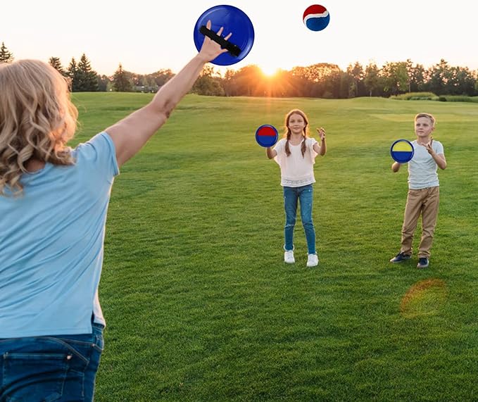 Toss and Catch Game Set, Outdoor Games with 4 Paddles 4 Balls and 1 Storage Bag, Great Outdoor Toys/Gifts for Kids, Classic Outdoor Games, Beach Games, Yard Games