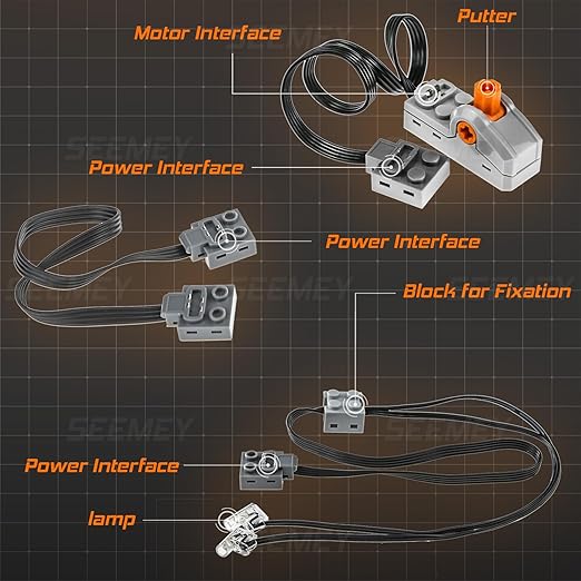 34Pcs Power-Function Kit Set Motor Battery Infrared-Remote-Control Receiver Train Adjustable Speed Technic-Motor Parts, Technic-Parts Compatible with mainbrands