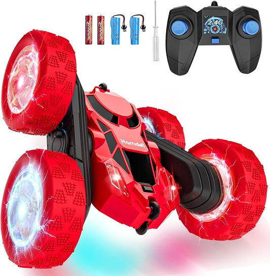 Remote Control Car for Boys 6-12 Year Old Double Sided 360°Rotating 4WD Rechargeable RC Cars Race Stunt Toy Car for Kids Birthday-Red