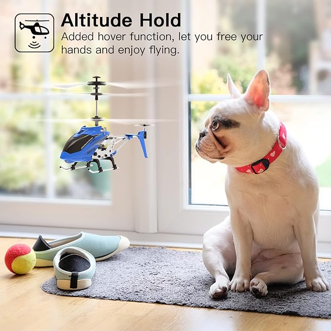 Cheerwing Remote Control Helicopter,SYMA S107H Mini RC Helicopter with Gyro,Altitude Hold, One Key Take Off/Landing for Adults Kids(Blue)