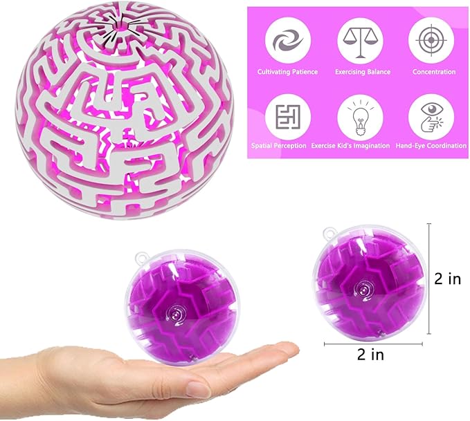 24 Pack 3D Puzzle Maze Ball Toys, Mini Puzzle Party Favors for Girls, Fidget Game Toys School Rewards & Classroom Prize for Students, Birthday Party Decoration Easter Valentines Day Gifts Ages 6-10