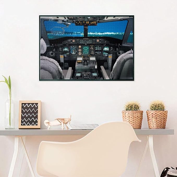 1000 Pieces Airplane Cockpit View Jigsaw Puzzle,Fun Educational Toy for Kids Ages 12,Teens & Families.Educational Games Home Decoration Puzzle,Size 29.5'' X 19.7'', Airplane Puzzle