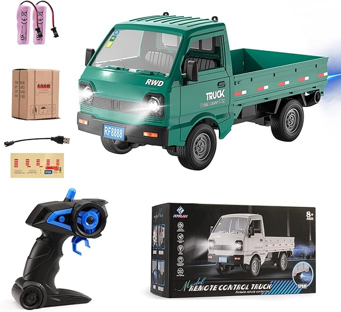 RC Car 1/16 RC Drift Car RTR Remote Control Racing Pickup Truck 2WD Truck Drift Crawler Off Road 2.4G with Spray Music and Light Vehicle Hobby Grade Toy Model for Kids and Adult (Green-1)