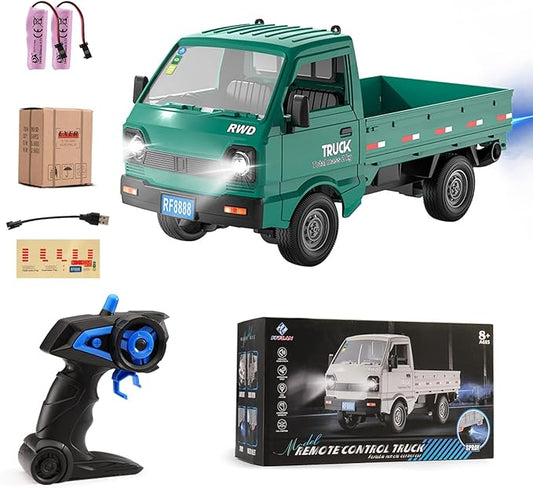 RC Car 1/16 RC Drift Car RTR Remote Control Racing Pickup Truck 2WD Truck Drift Crawler Off Road 2.4G with Spray Music and Light Vehicle Hobby Grade Toy Model for Kids and Adult (Green-1)