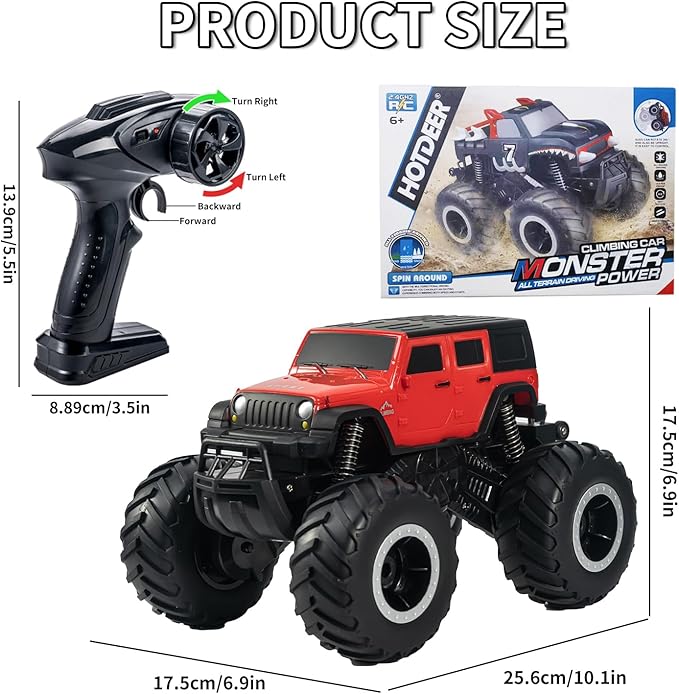 Carox Remote Control Amphibious Car Toys for Boys 360°Spin Off-Road RC Truck for All Terrain - 1:16 IPX7 Waterproof RC Monster Truck Pool Toys Birthday Gifts for Kids