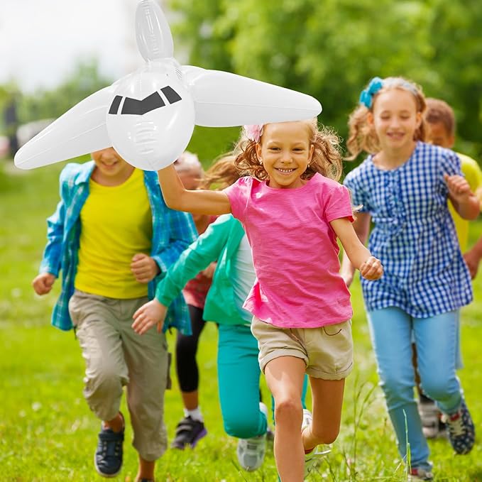 Mototo 8 Pieces Inflatable Airplane Balloon 40 Inch Large Inflatable Plane Balloon White Plane Toy Float Airplane Aviation Themed for Outdoor Indoor Birthday Party Swimming Pool Party Supplies